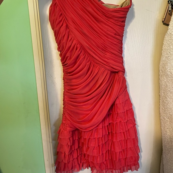 XS HOT PINK RUFFLE BEBE DRESS - Picture 2 of 4